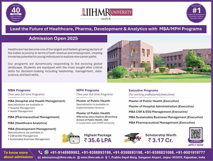 IIHMR University, Jaipur started admissions – Make your career in health care